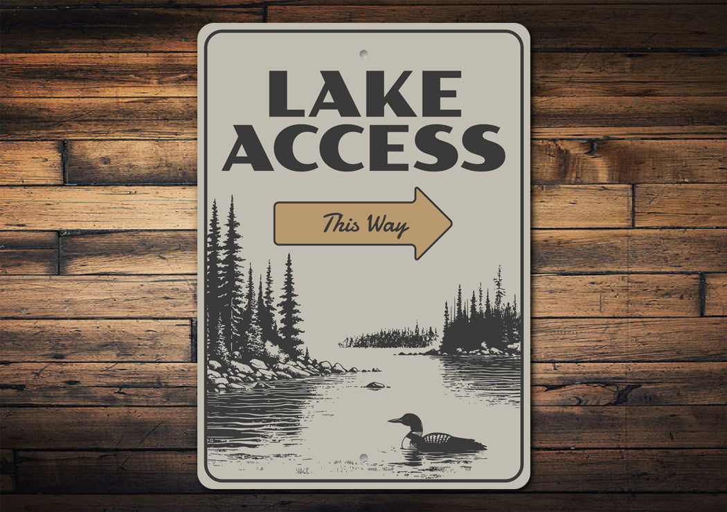 Rustic Lake Access Sign This Way Arrow Metal Decor