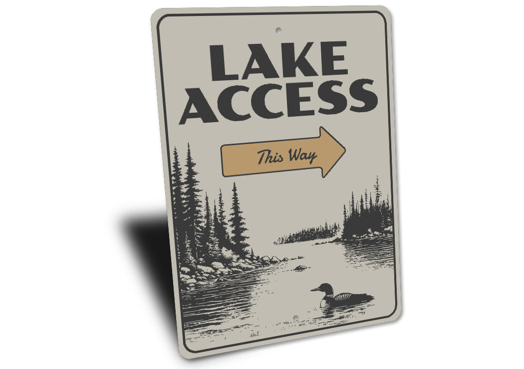 Rustic Lake Access Sign This Way Arrow Metal Decor
