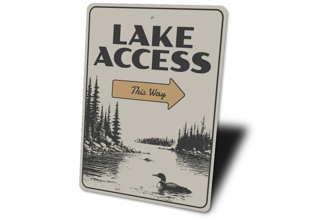 Rustic Lake Access Sign This Way Arrow Metal Decor