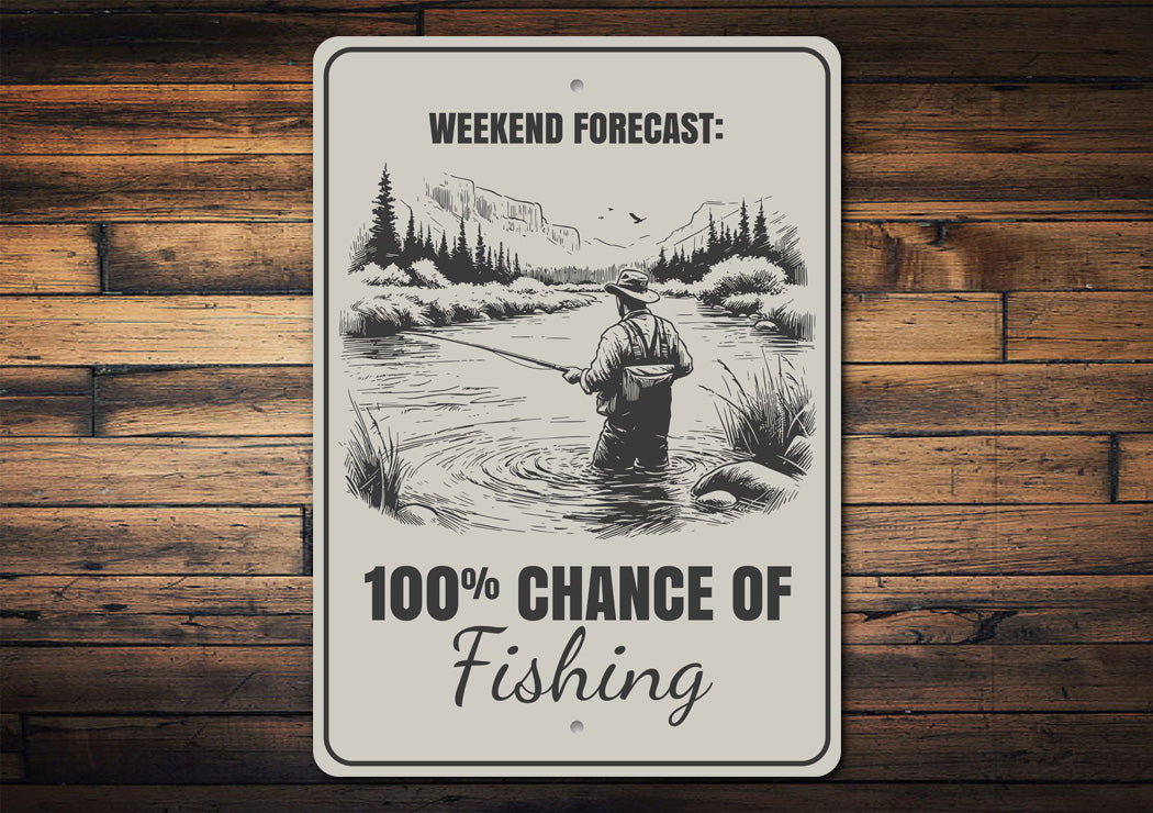Weekend Forecast Chance of Fishing 100% Sign