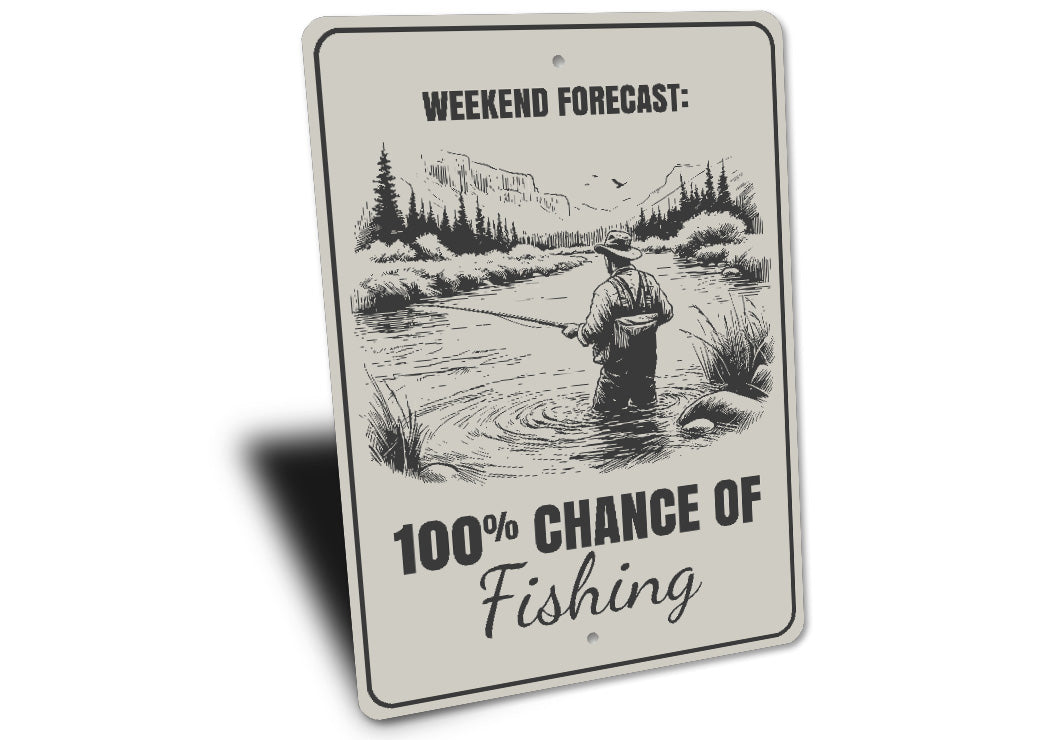 Weekend Forecast Chance of Fishing 100% Sign