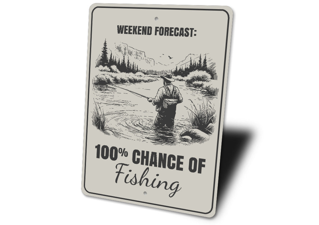 Weekend Forecast Chance of Fishing 100% Sign