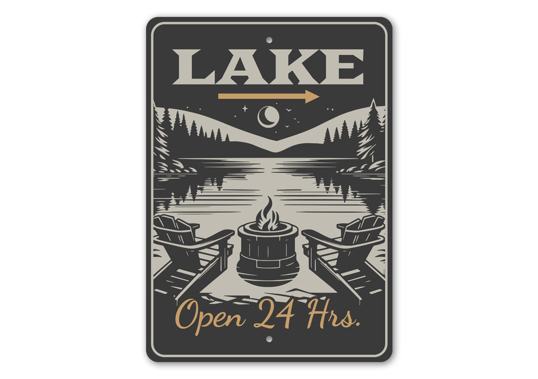 Lake Open 24 Hrs. Lake Sign