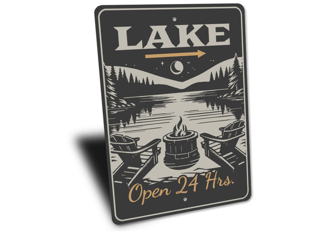 Lake Open 24 Hrs. Lake Sign