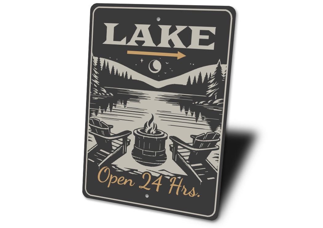 Lake Open 24 Hrs. Lake Sign