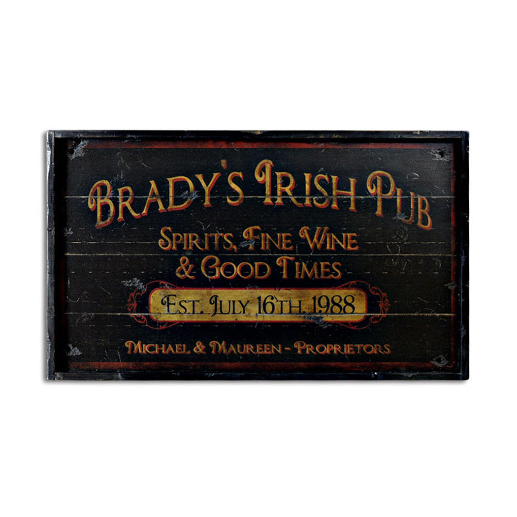 Irish Pub Proprietor Rustic Wood Sign