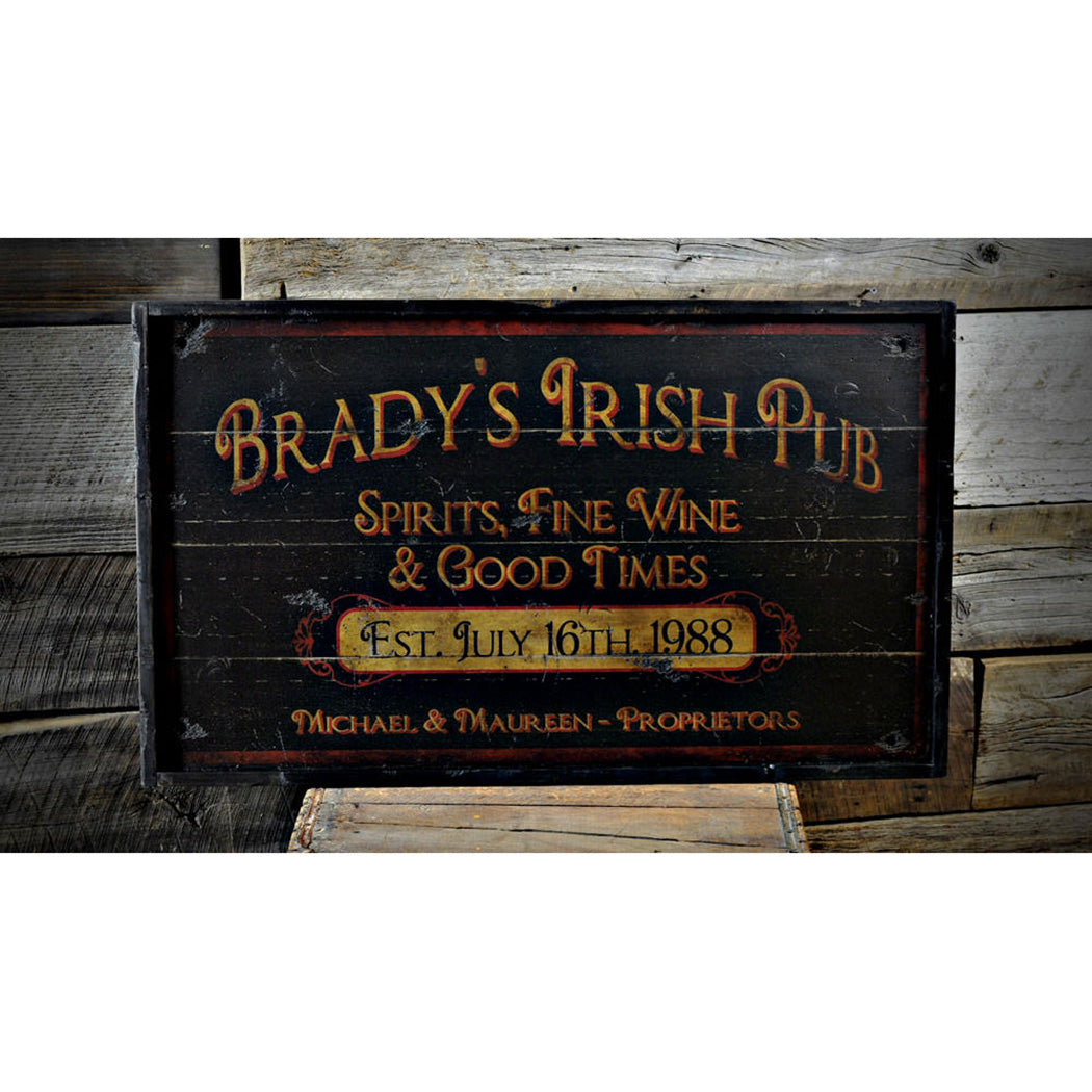 Irish Pub Proprietor Rustic Wood Sign