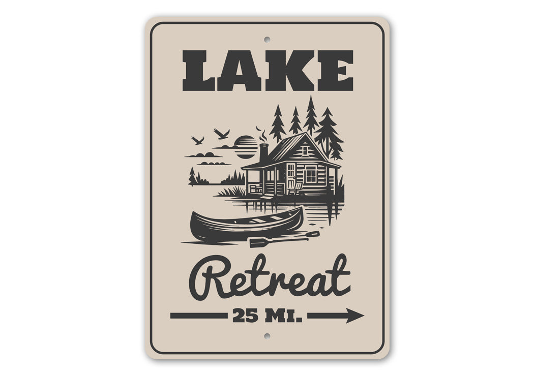 Lake Retreat 25 Mi Sign Cabin Distance Marker