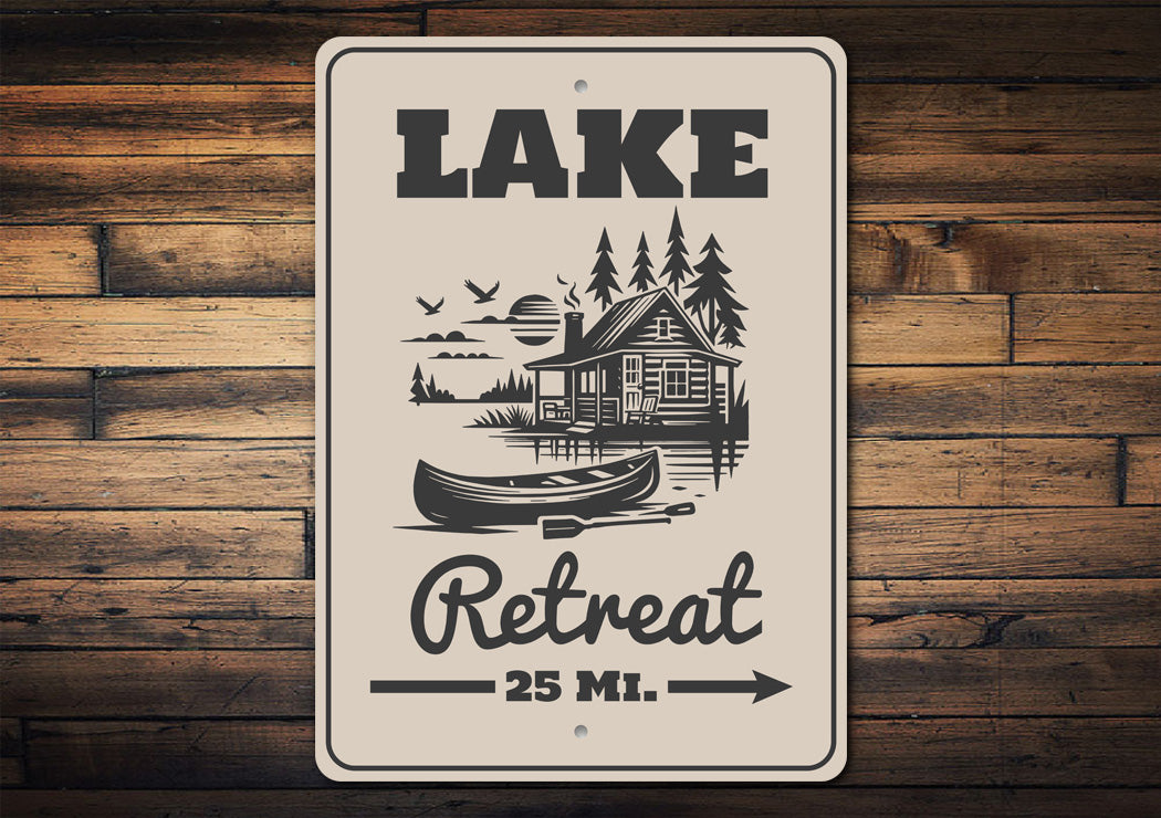 Lake Retreat 25 Mi Sign Cabin Distance Marker
