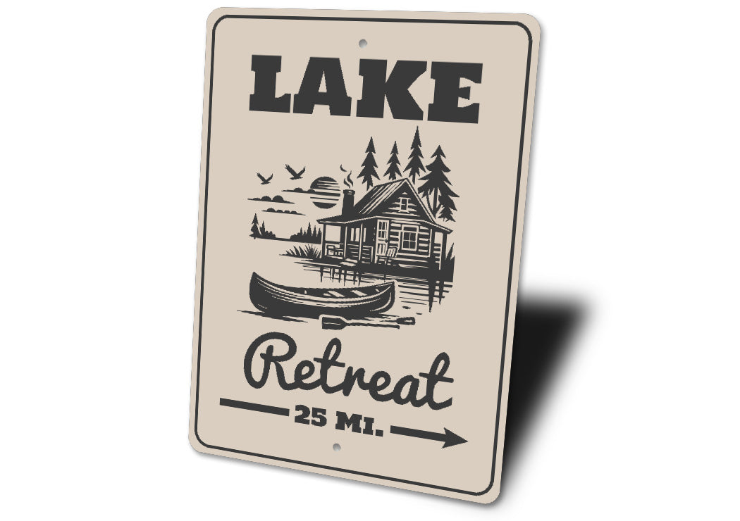 Lake Retreat 25 Mi Sign Cabin Distance Marker