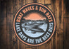 Boat Waves Sun Rays Lake Life Aluminum Sign