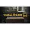 Smoked BBQ Ribs City State Rustic Wood Sign