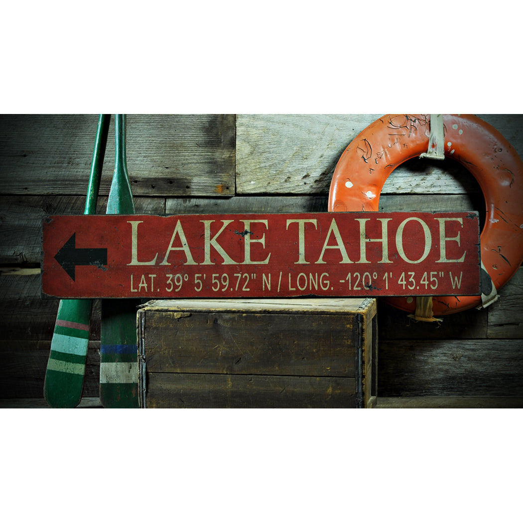 Lake House At & Long Rustic Wood Sign