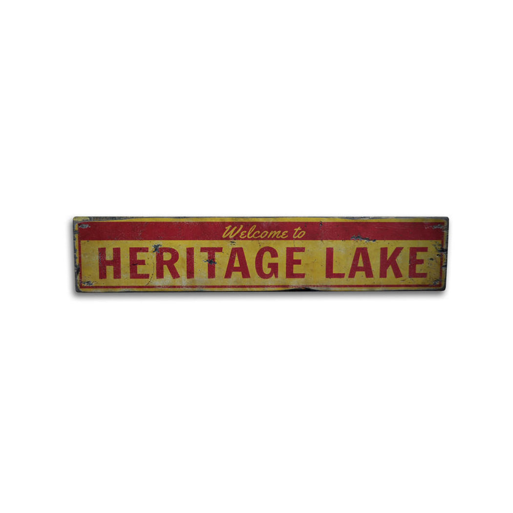 Welcome Lake Name Rustic Wood Sign