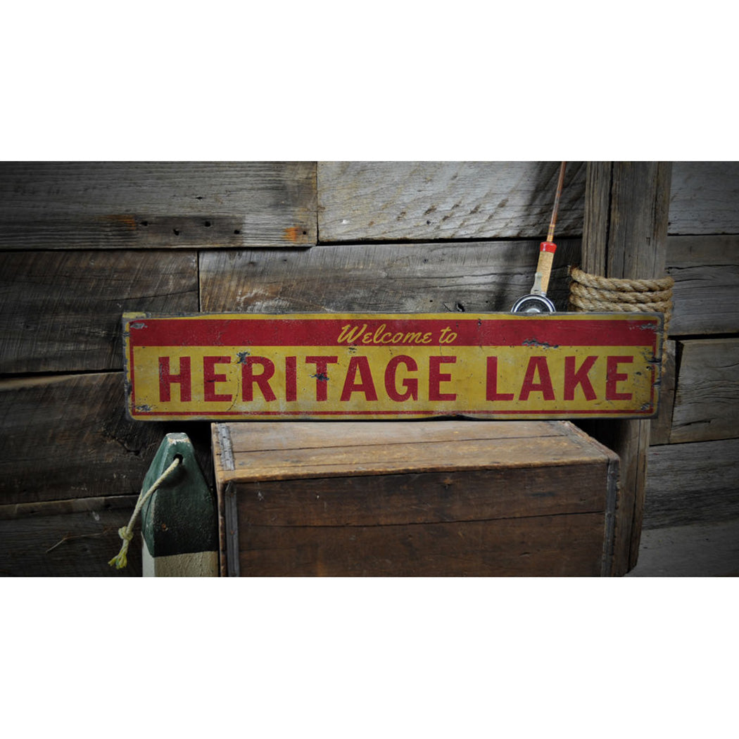 Welcome Lake Name Rustic Wood Sign