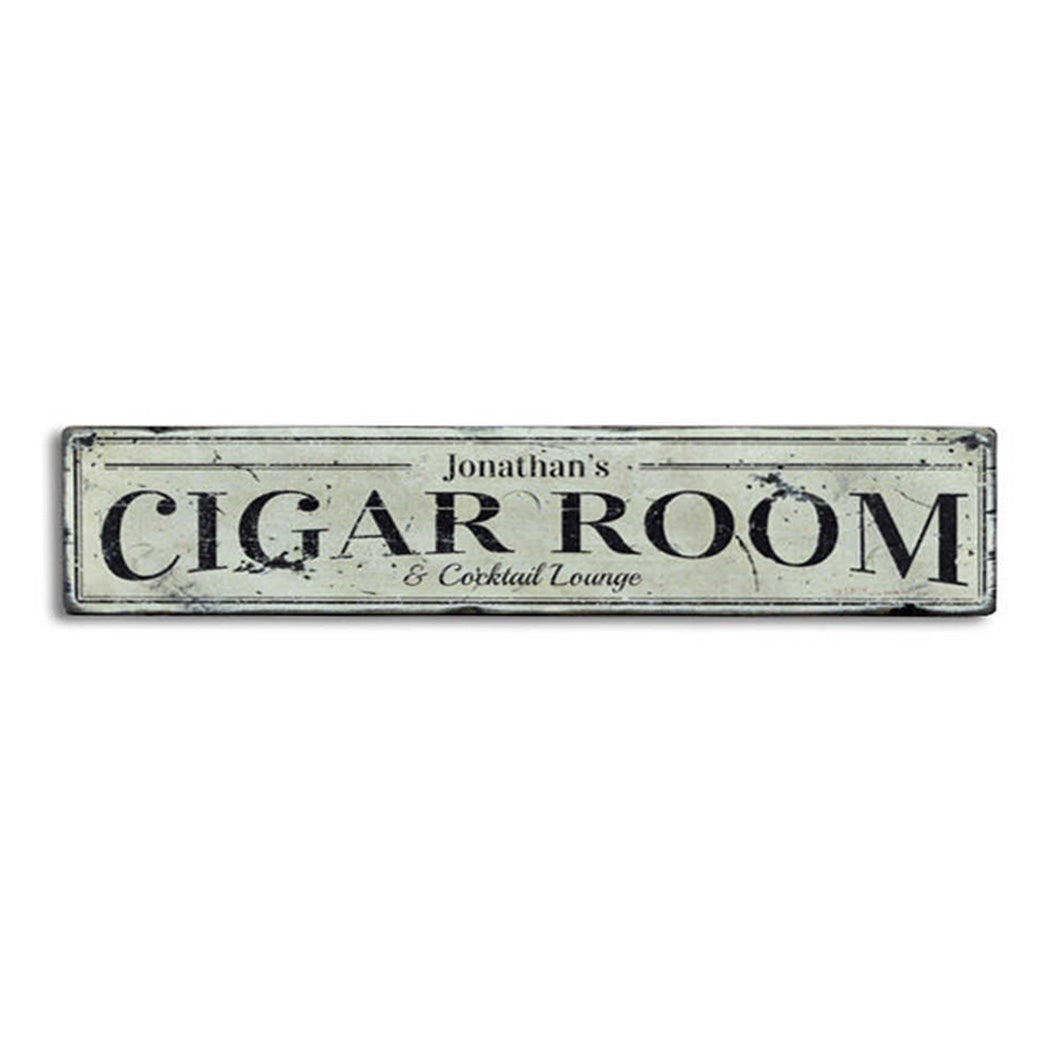 Cigar Room Cocktail Lounge Rustic Wood Sign