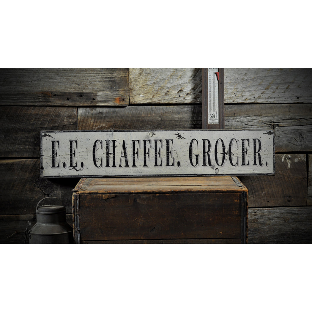 Family Grocer Rustic Wood Sign