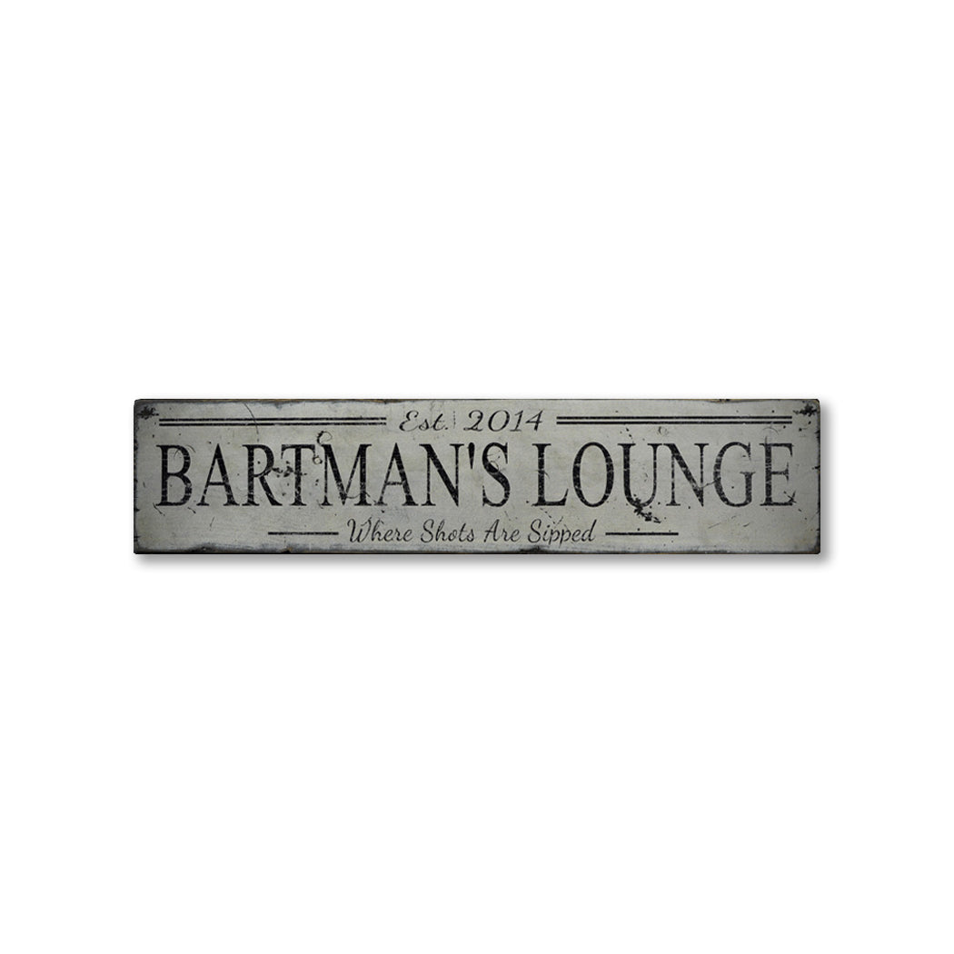 Lounge Established Date Rustic Wood Sign