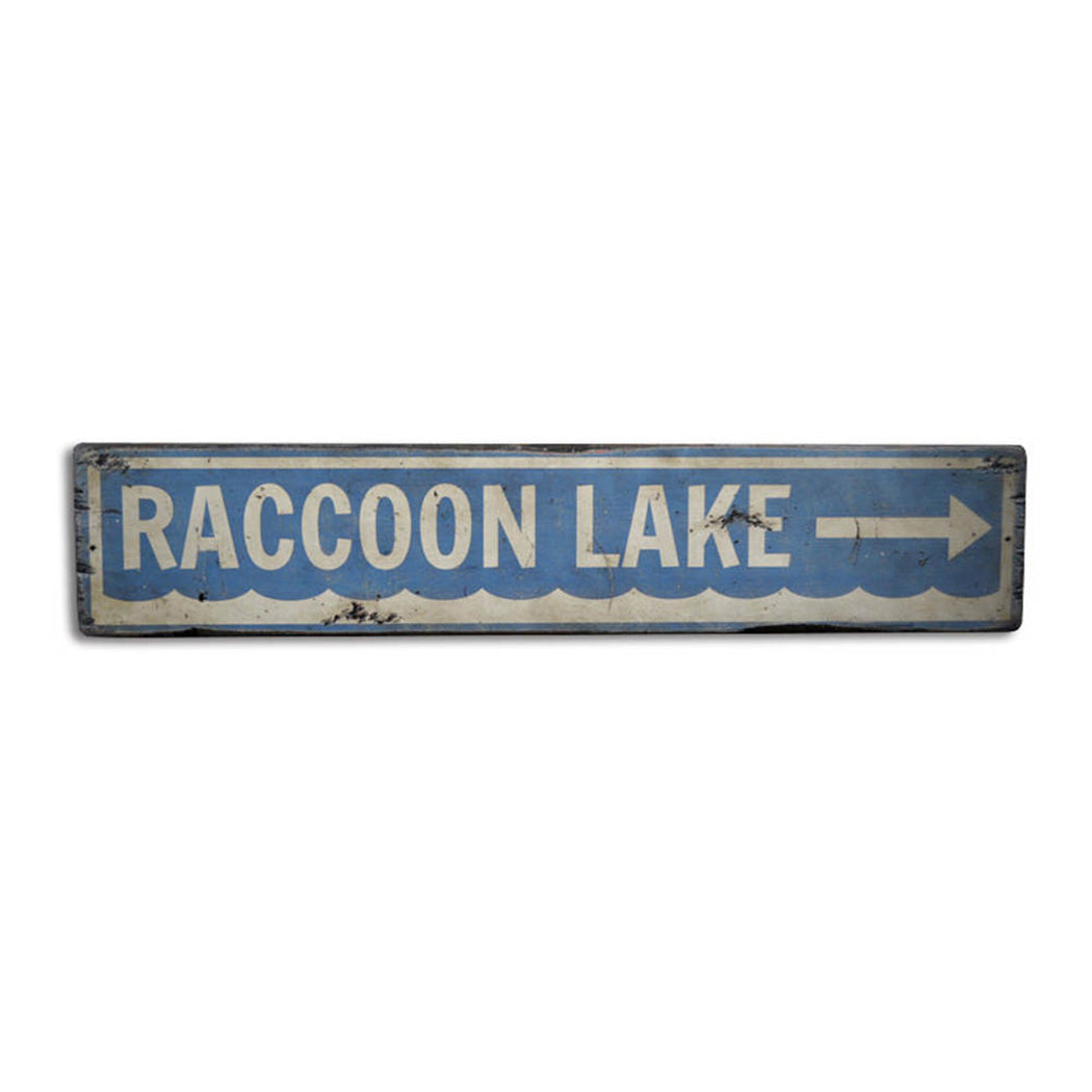 Lake Direction Rustic Wood Sign