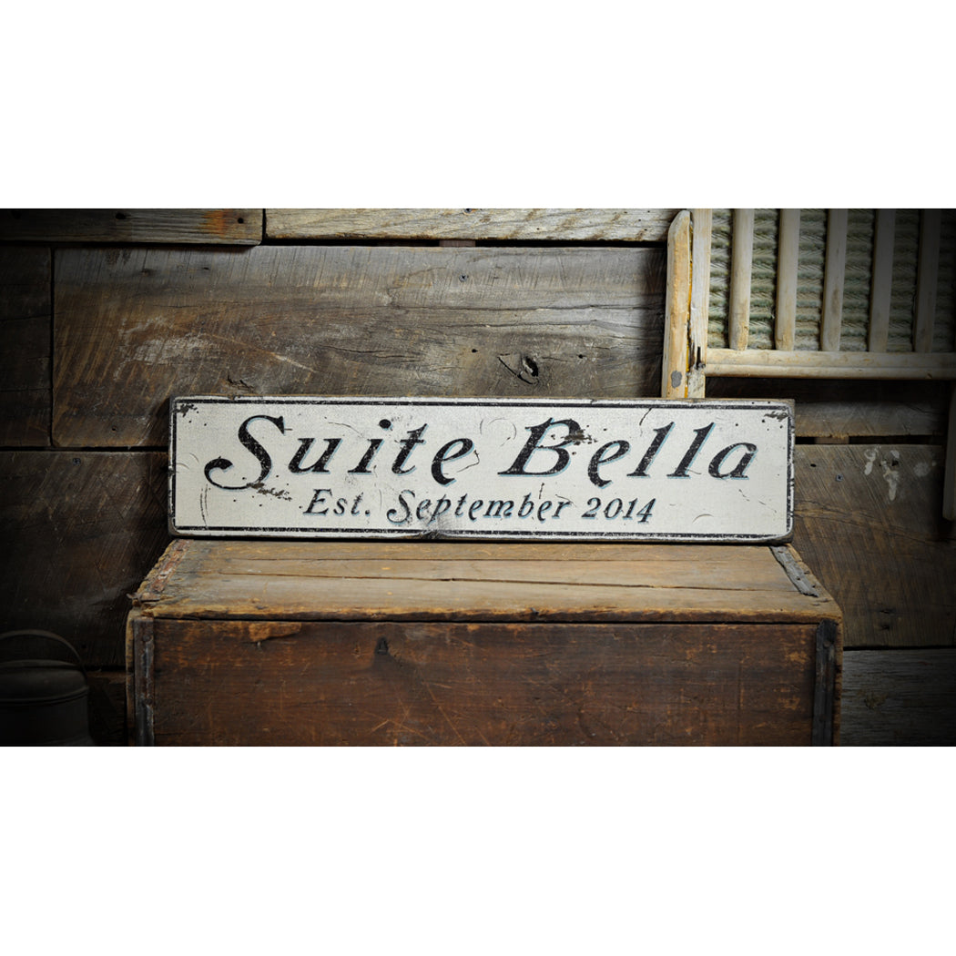 Bedroom Suite Est Date Rustic Wood Sign