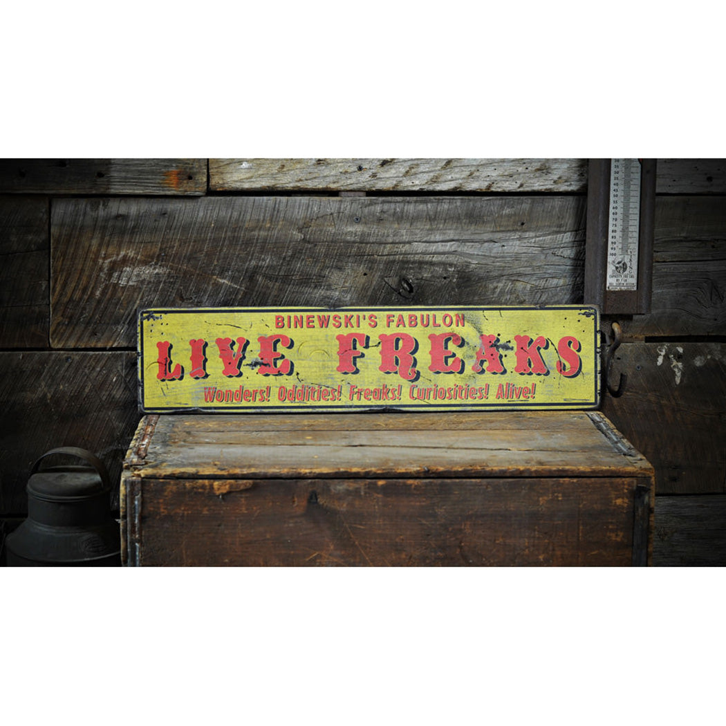 Carnival Freak Show Rustic Wood Sign