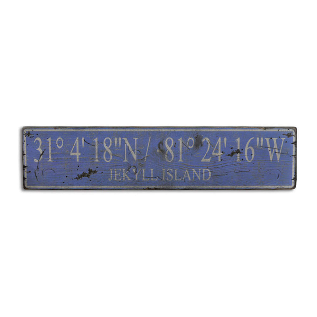 Beach Latitude Longitude Rustic Wood Sign