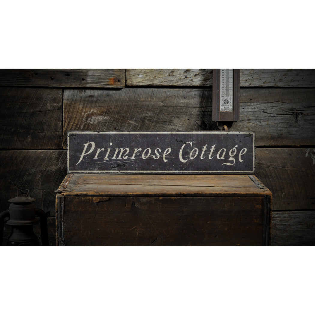 Primrose Cottage Name Rustic Wood Sign