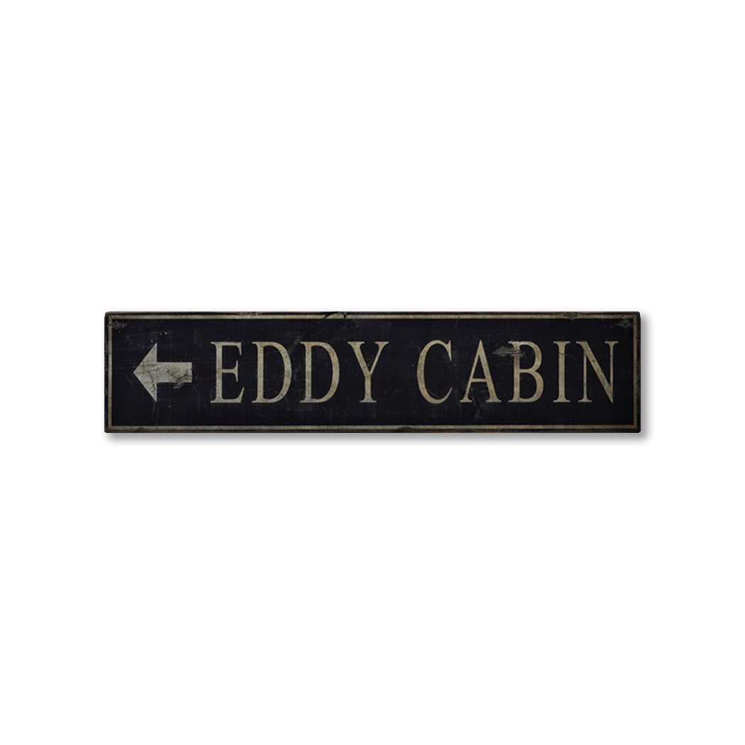 Cabin Directional Arrow Rustic Wood Sign