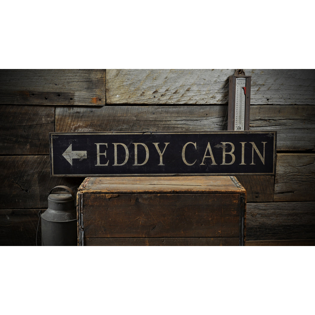 Cabin Directional Arrow Rustic Wood Sign