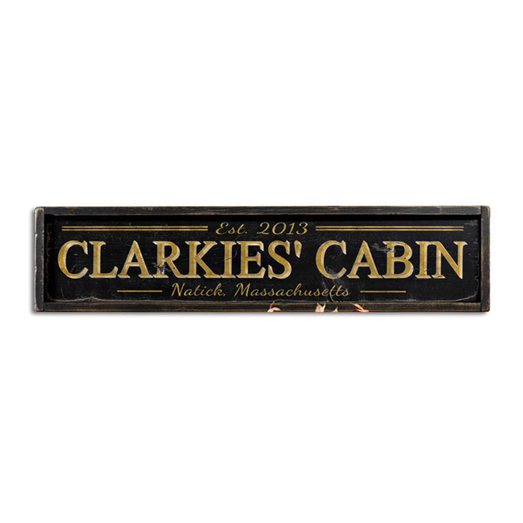 Cabin Est Date City State Rustic Wood Sign