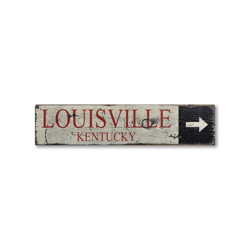 City state Arrow Rustic Wood Sign