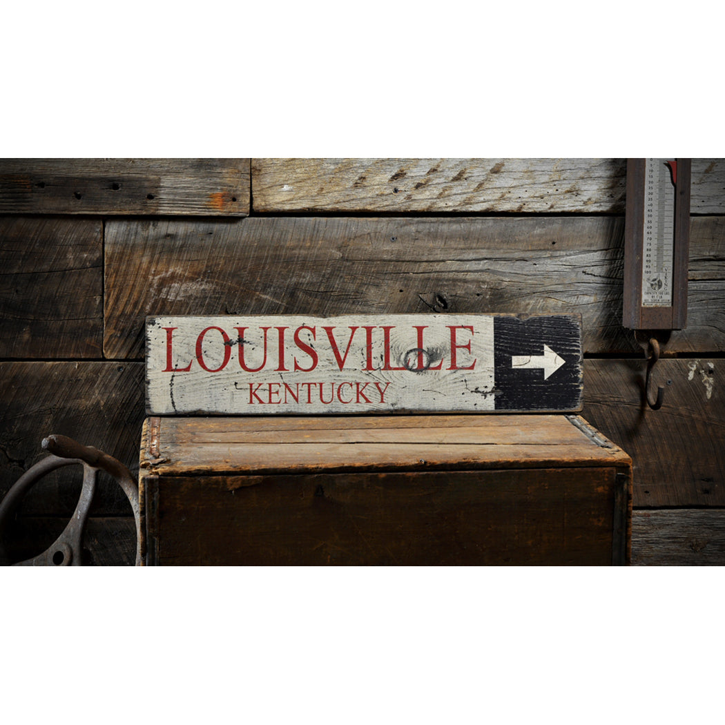 City state Arrow Rustic Wood Sign