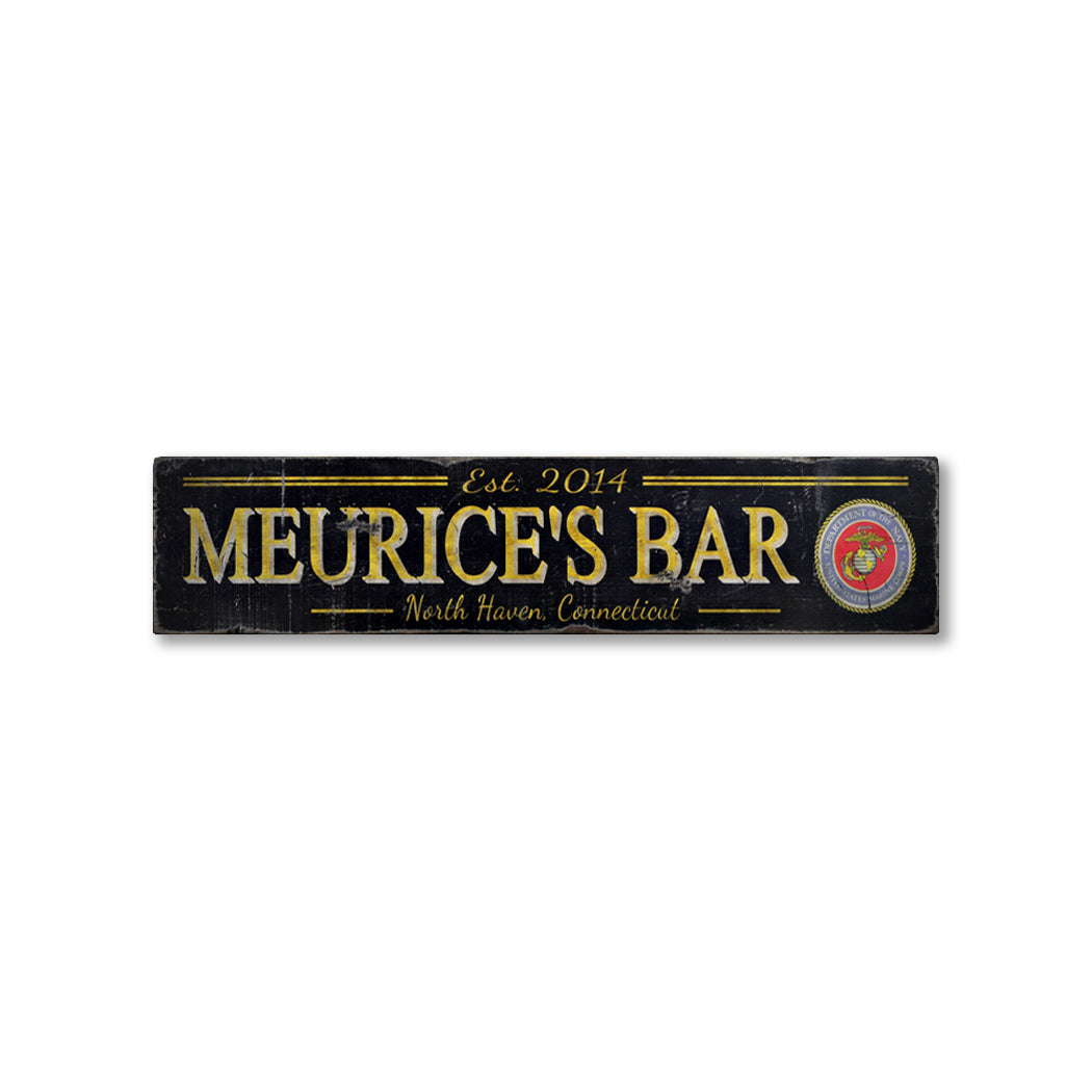 Marine Bar Est Date Rustic Wood Sign