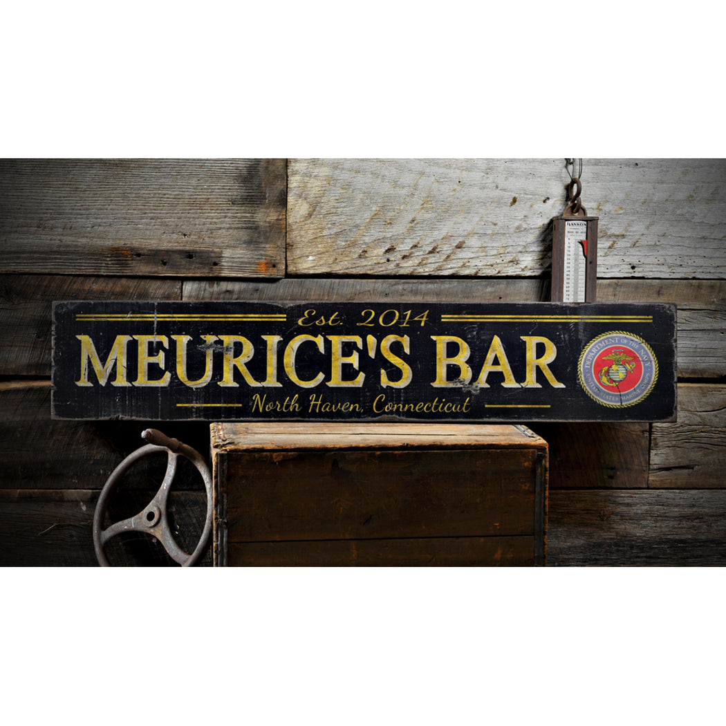 Marine Bar Est Date Rustic Wood Sign