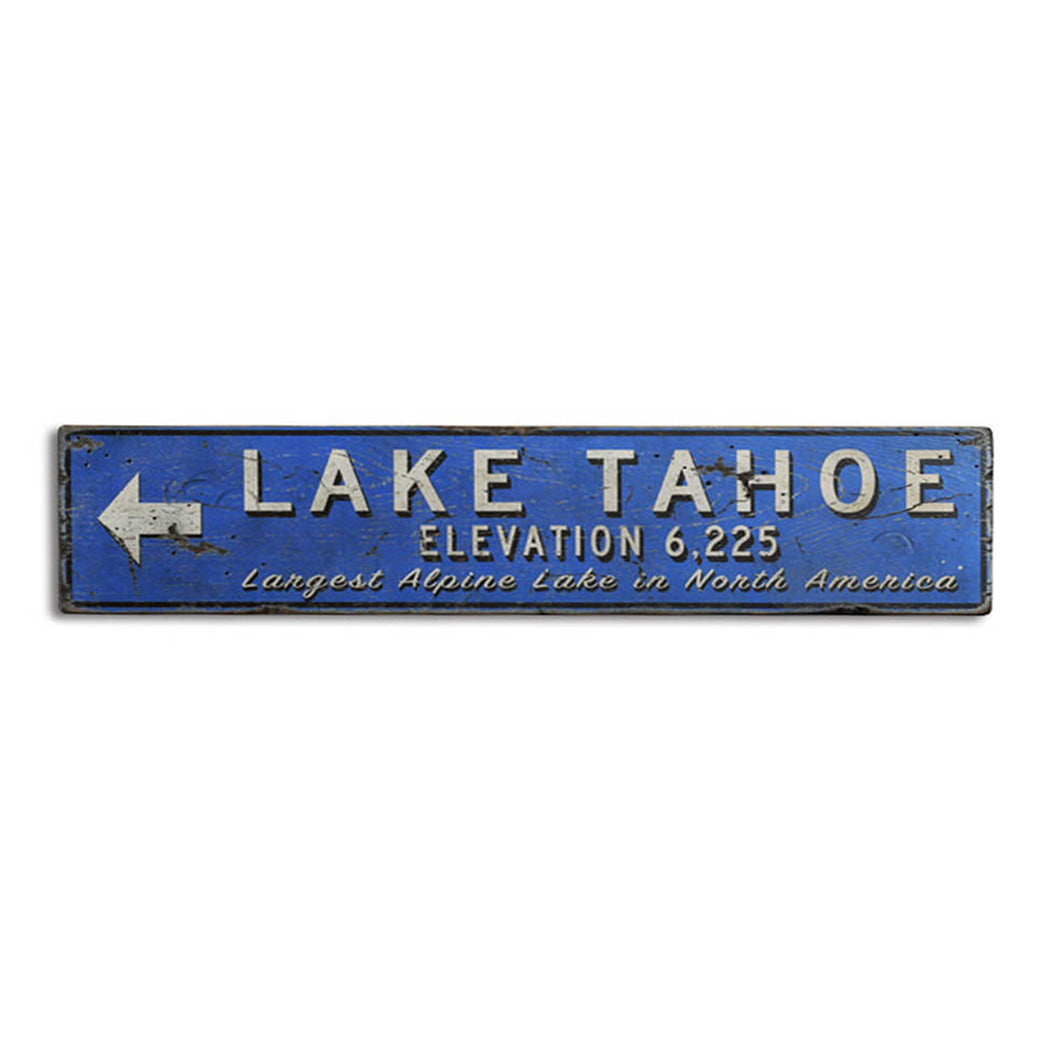 Lake Elevation Arrow Rustic Wood Sign