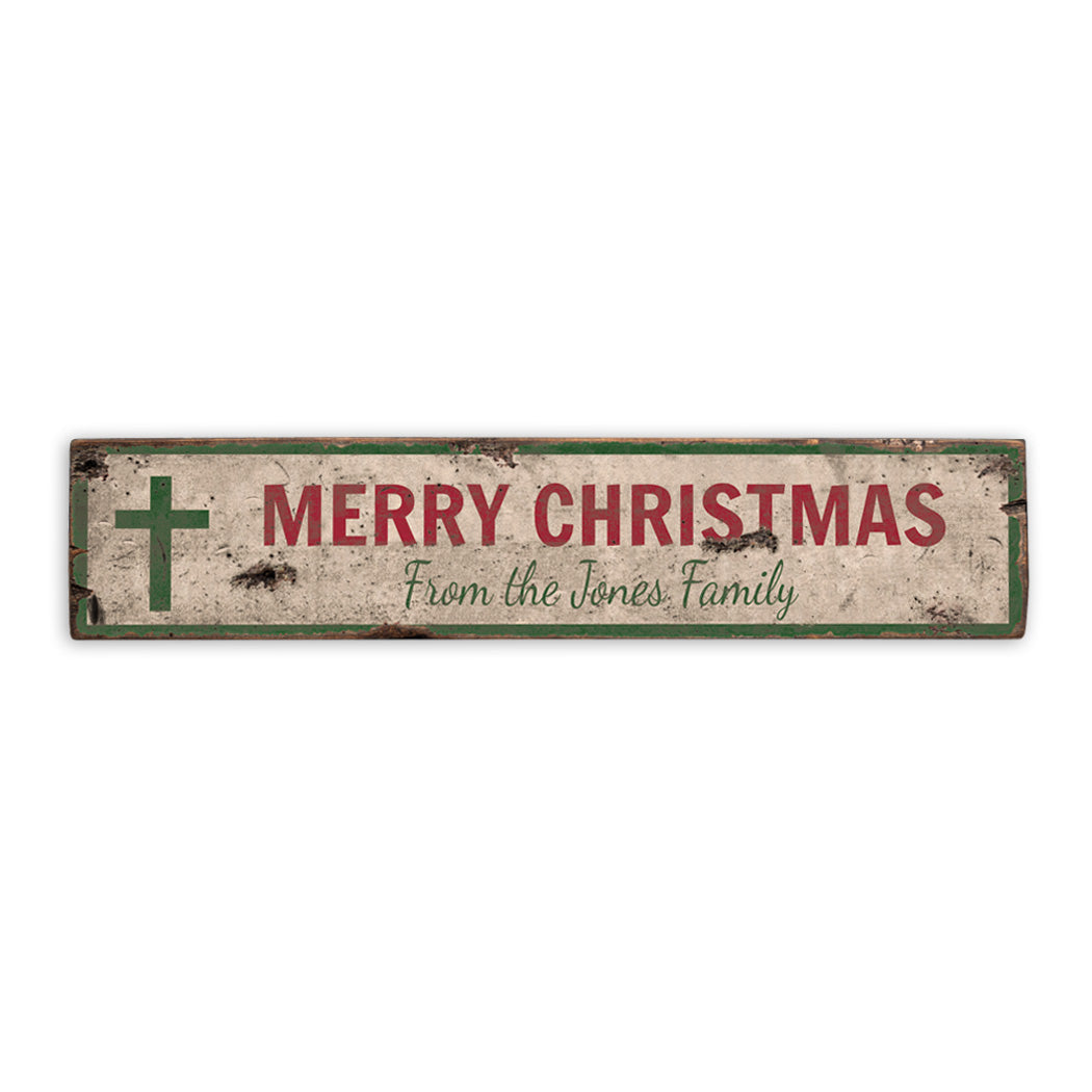 Christmas Cross Rustic Wood Sign