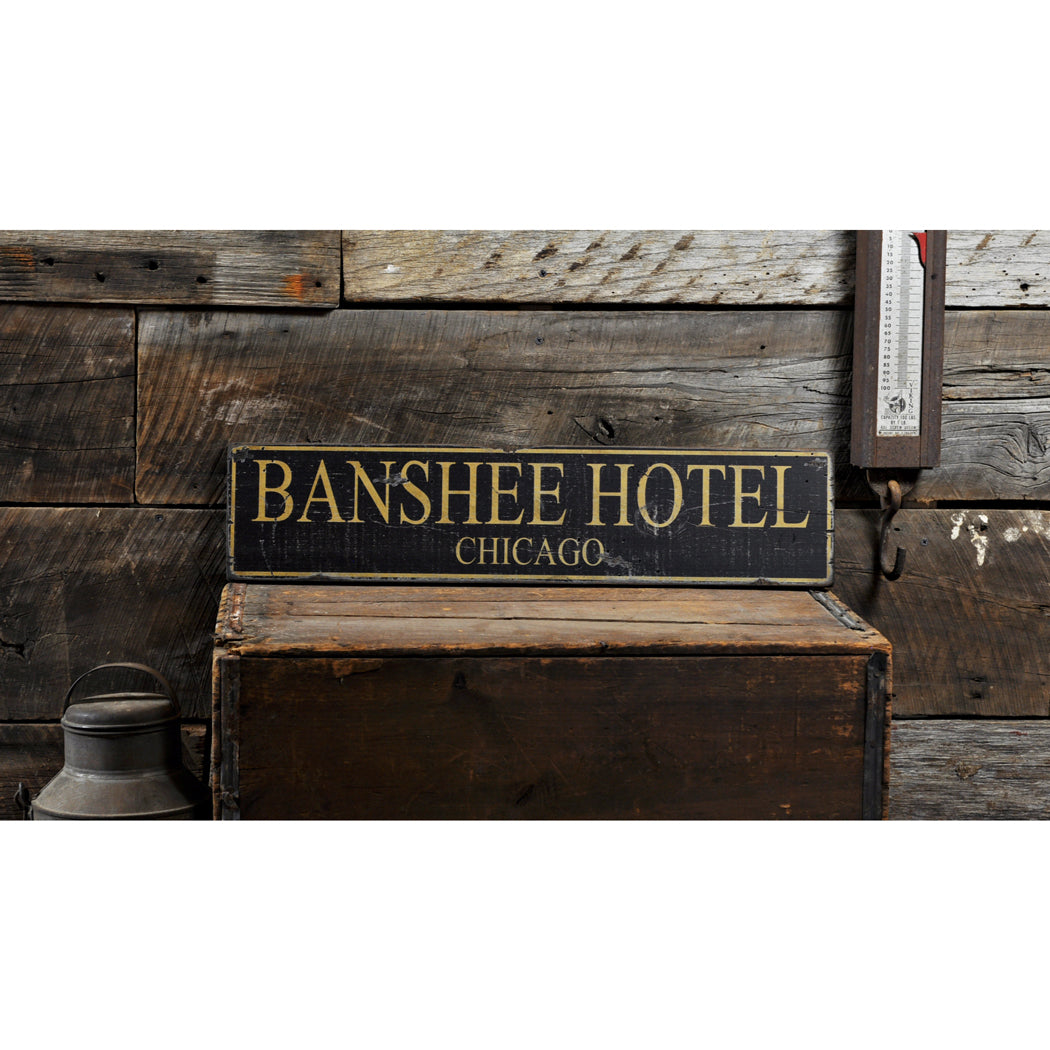 Family Hotel & City Rustic Wood Sign