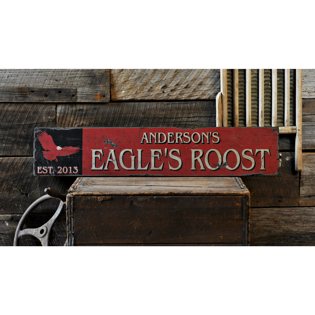 Mountain Lodge Eagle Rustic Wood Sign