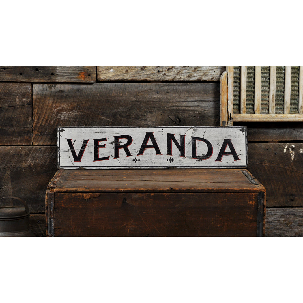 Veranda Rustic Wood Sign