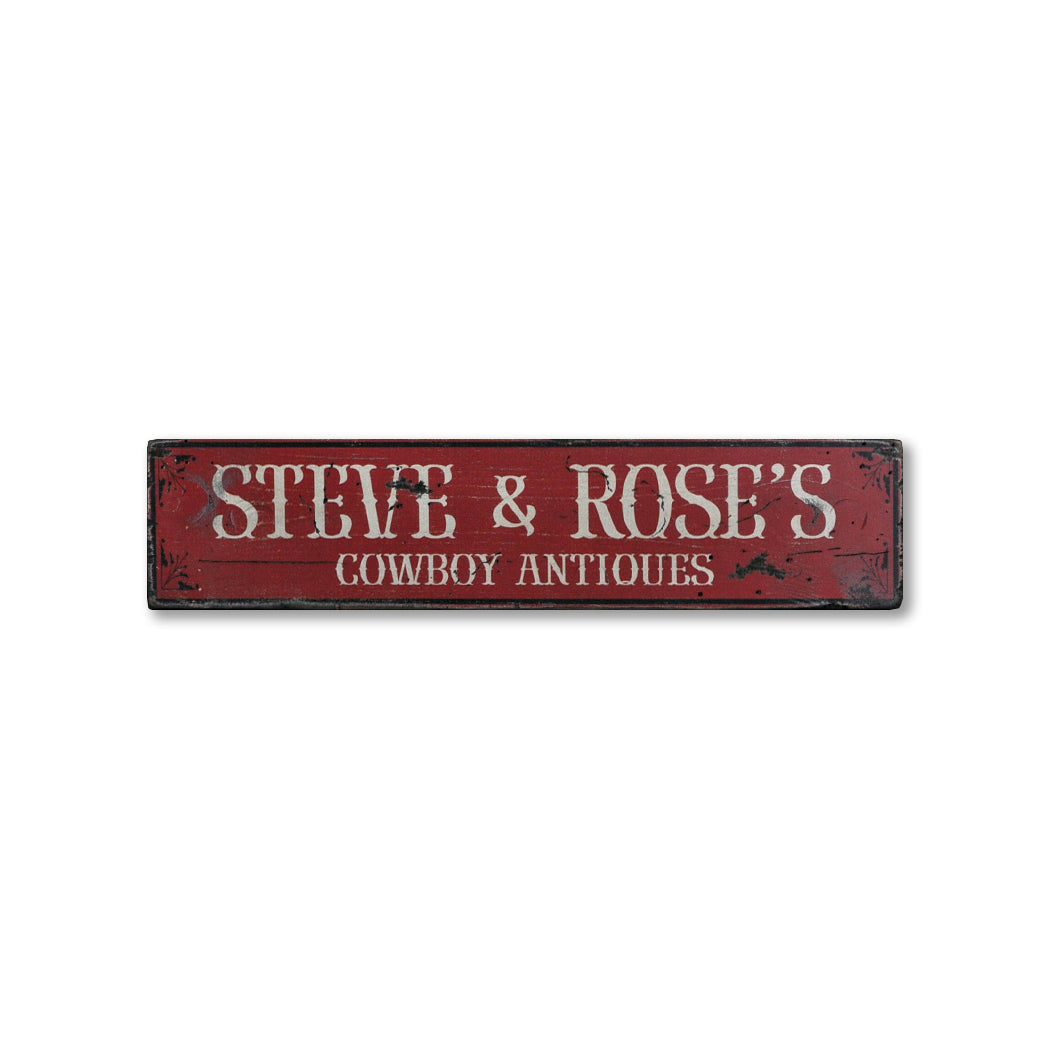 Cowboy Antique Store Rustic Wood Sign – Lizton Sign Shop
