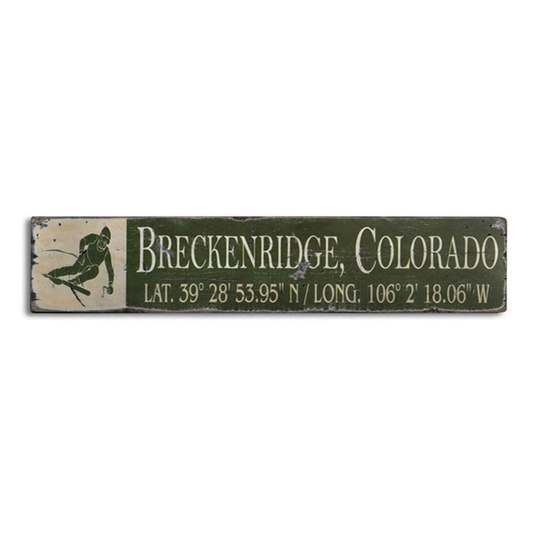 Snow SKi Breckenridge Rustic Wood Sign