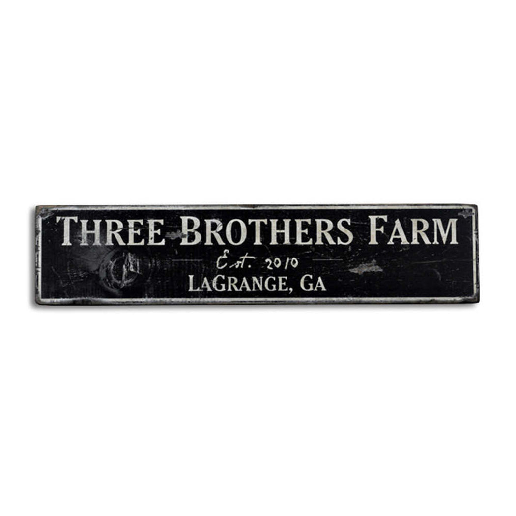 Farm Est Date City State Rustic Wood Sign