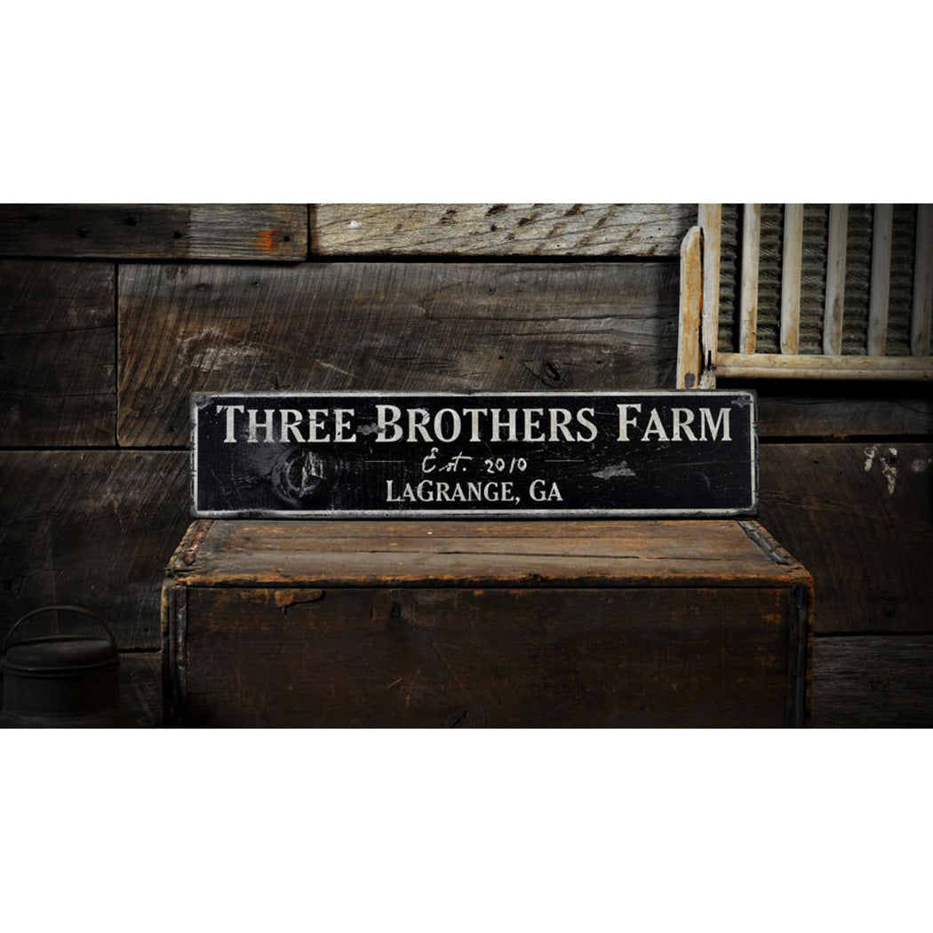 Farm Est Date City State Rustic Wood Sign