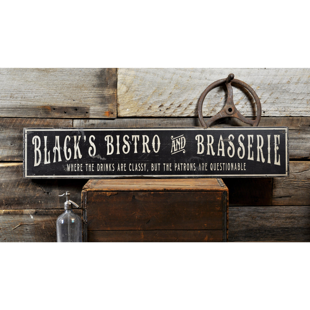 Bistro & Brasserie Rustic Wood Sign