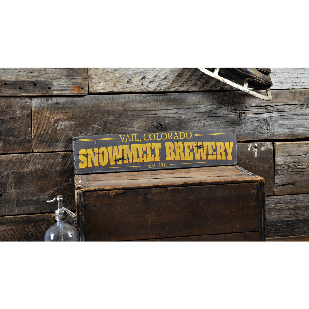 Brewery City State Est Date Rustic Wood Sign