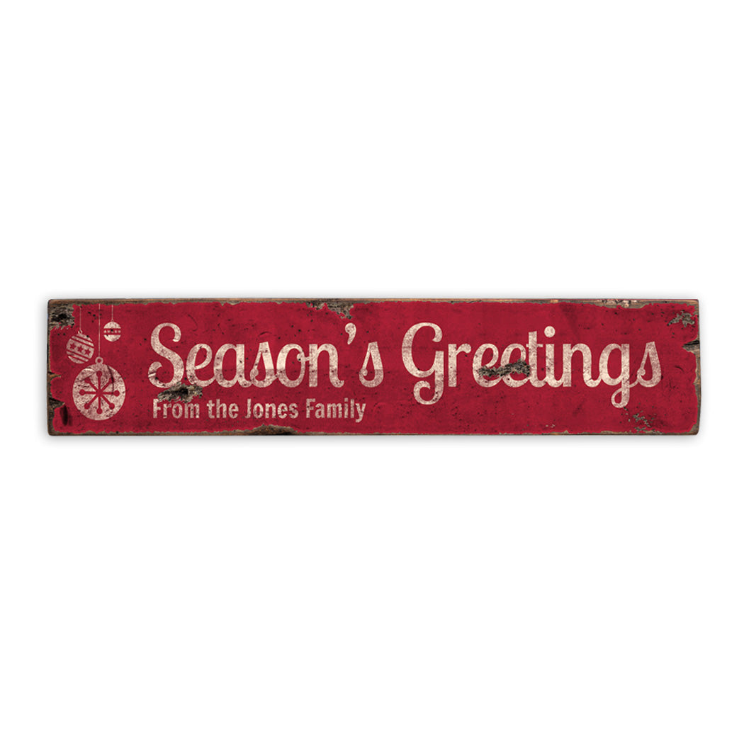 Season's Greetings Ornament Rustic Wood Sign