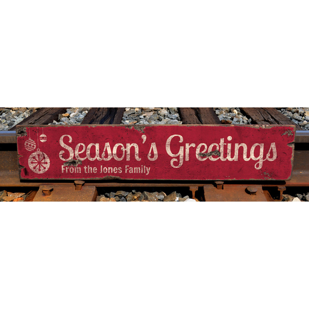 Season's Greetings Ornament Rustic Wood Sign