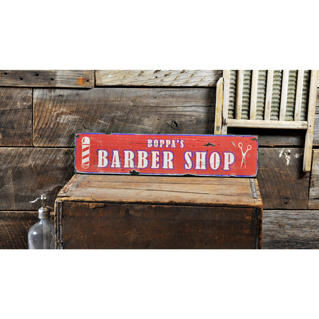 Barber Shop Rustic Wood Sign