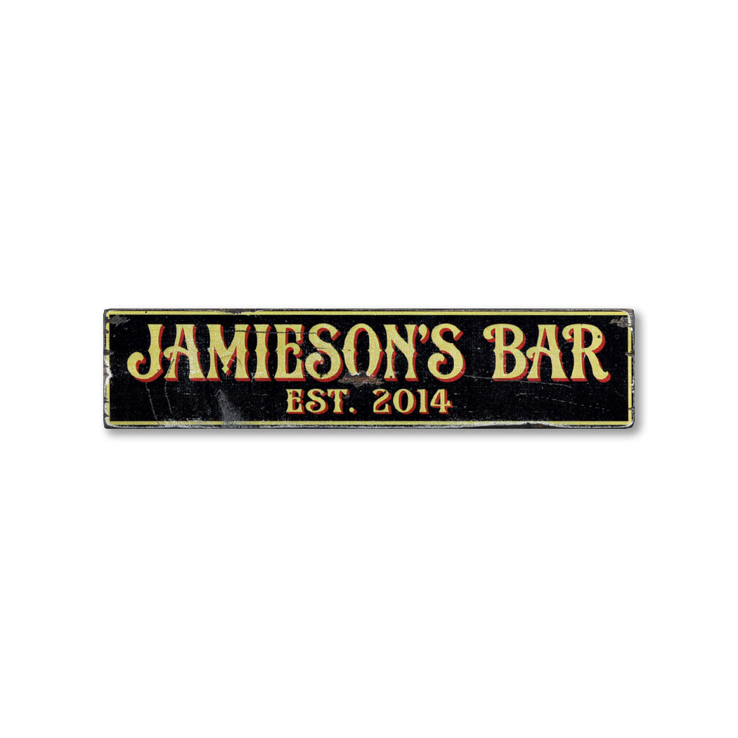 Bar Est Date Rustic Wood Sign