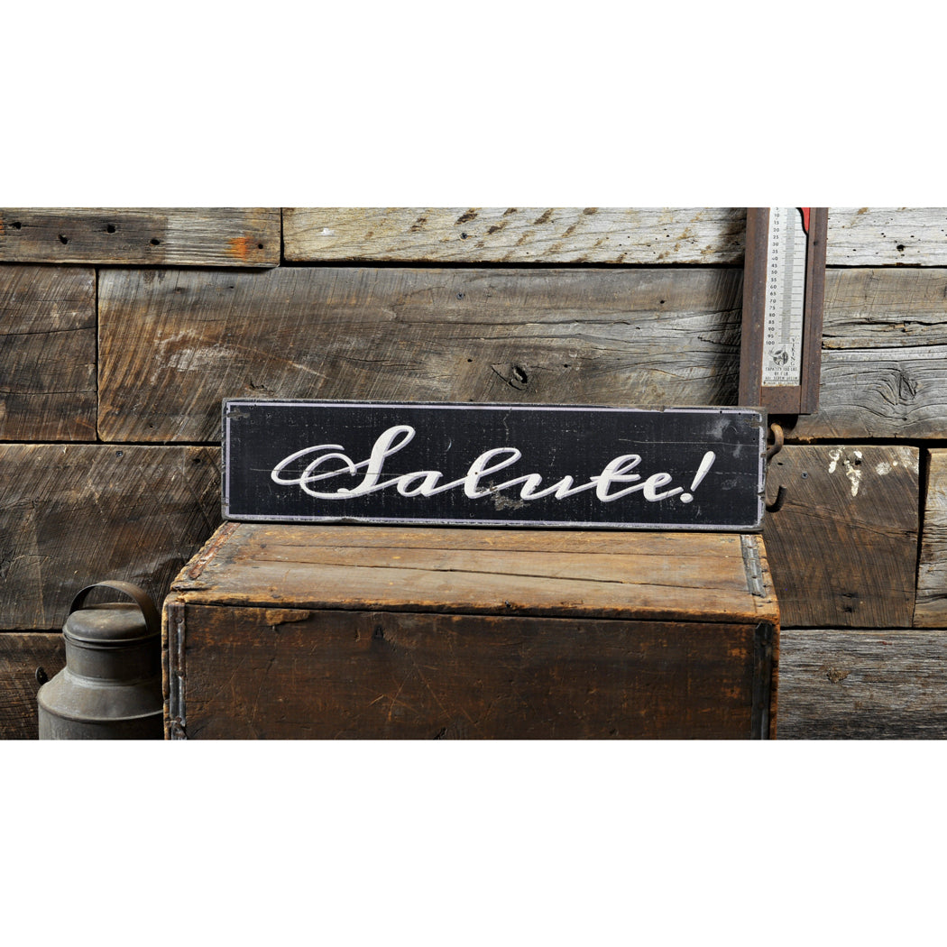 Salute Italian Rustic Wood Sign